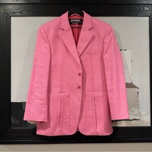 Jacquemus La veste d'homme. Pink LE SPLASH Boxy Oversized Blazer. FR 38 Size